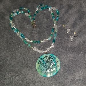 Handmade blue beaded necklace